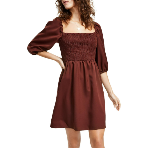 Bar III Brown Smocked Mini Dress - XS - Women's Cocktail Dress