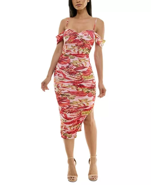 BCX Pink Floral Midi Dress - Size S - Party Cocktail Dress