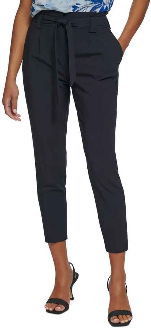 Calvin Klein Black Cropped Pants - High Rise Women's Trousers