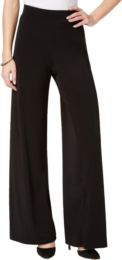 NY Collection Petite Black Wide Leg Pants - Women's Trousers