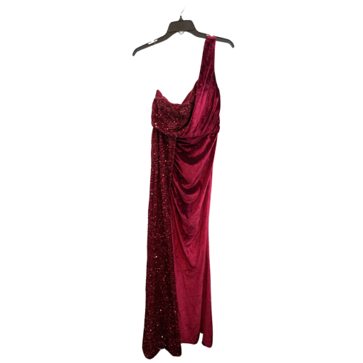 Miss ORD Burgundy One Shoulder Sequin Gown - Size M - Evening Dress