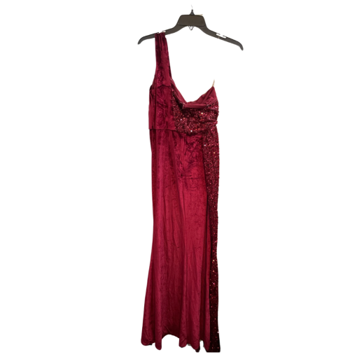 Miss ORD Burgundy One Shoulder Sequin Gown - Size M - Evening Dress - Image 2