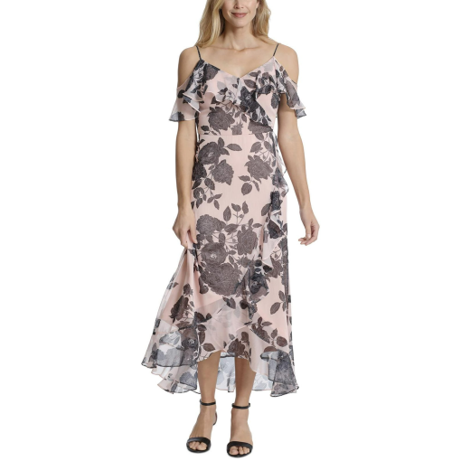 London Times Petite Pink Floral Maxi Dress 12P - Cocktail Dress