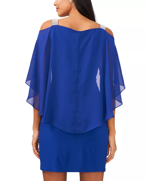 MSK Blue Capelet Cocktail Dress - Size M - Party Dress - Image 2