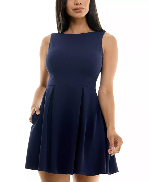 B-Darlin Navy Fit & Flare Dress Size 7/8 - Cocktail Dress