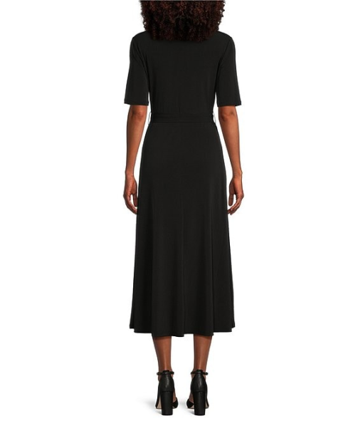 MSK Black Midi Dress, L, V-Neck, Women's Cocktail Dress - Image 2