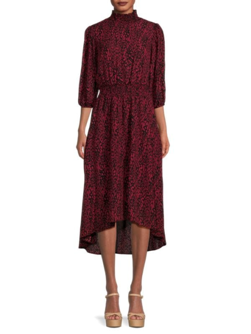 Nanette Lepore Red Floral Midi Dress Size 8 - Women's Cocktail Dress