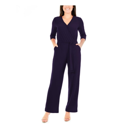 NY Collection Petite Navy Jumpsuit - Wide Leg Jumpsuit - Women's Clothing