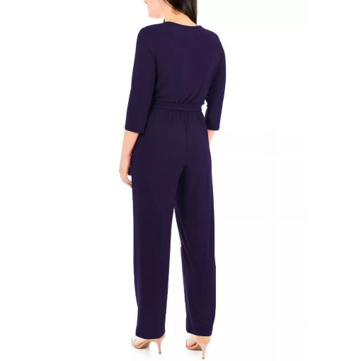 NY Collection Petite Navy Jumpsuit - Wide Leg Jumpsuit - Women's Clothing - Image 2