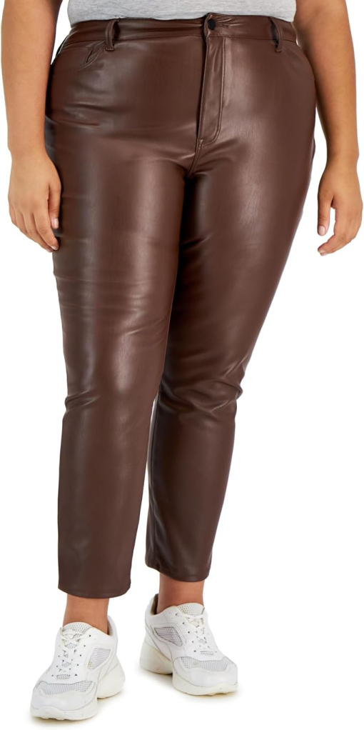 Tinseltown Plus Brown Faux Leather Pants - Plus Size Leggings