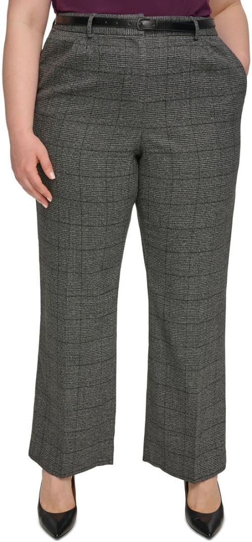 Calvin Klein Plus Plaid Gray Pants 22W - Women's Dress Trousers