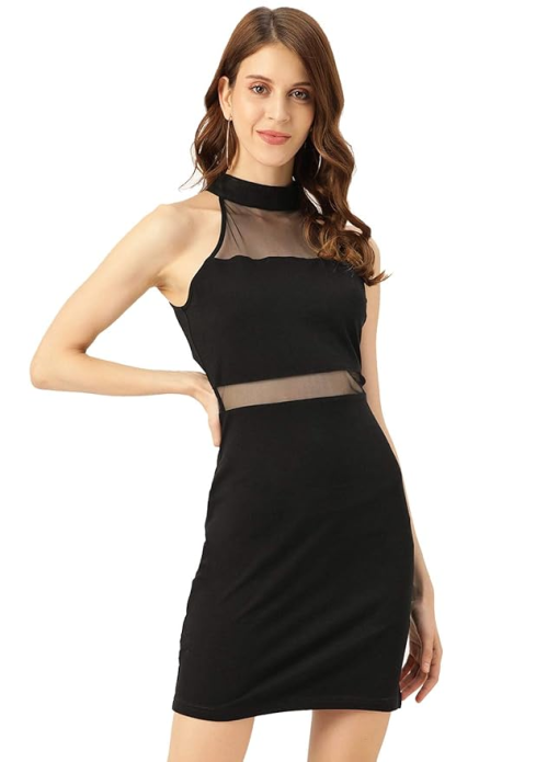 Bebe Black Mesh Bodycon Dress - Size L - Party Dress