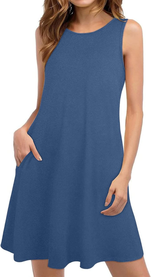 Anneklein Blue Sleeveless Shift Dress - Size M - Casual Dresses