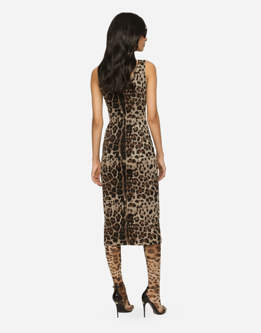 Dolce & Gabbana Leopard Print Midi Dress - XS - Bodycon Dress - Image 2