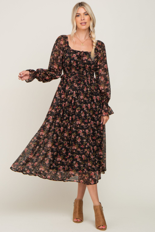 1.state Black Floral Maxi Dress - Size 2 - Women's Dresses