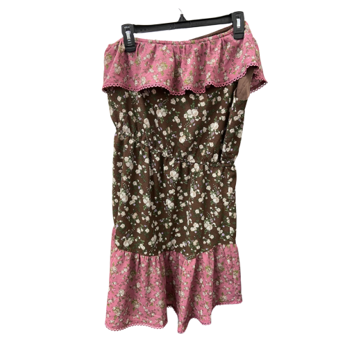 Bar III Floral Strapless Dress Brown Pink Size Z - Midi Dress