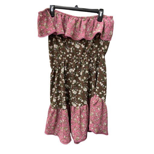 Bar III Floral Strapless Dress Brown Pink Size Z - Midi Dress - Image 2