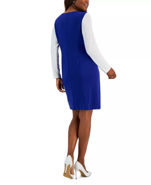 Kasper Blue & White Colorblock Sheath Dress - XXL - Work Dress - Image 2