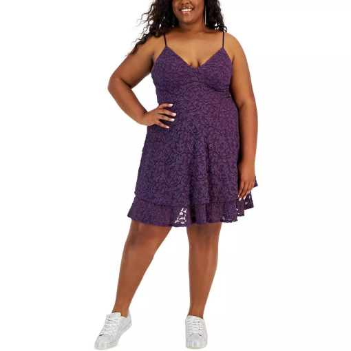 Emerald Sundae Plus Size Purple Lace Party Dress 18