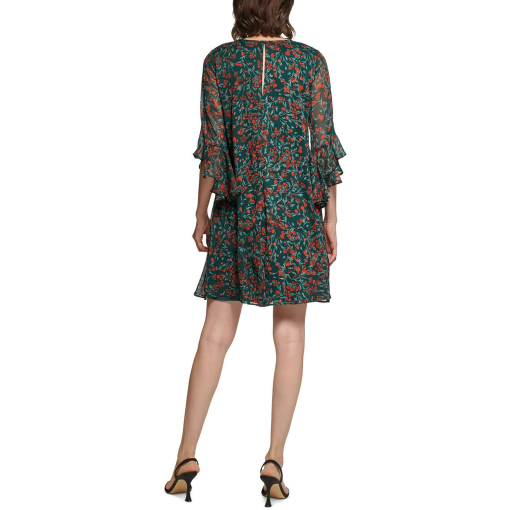 Calvin Klein Green Floral Chiffon Dress Size 2 - Women's Dresses - Image 2