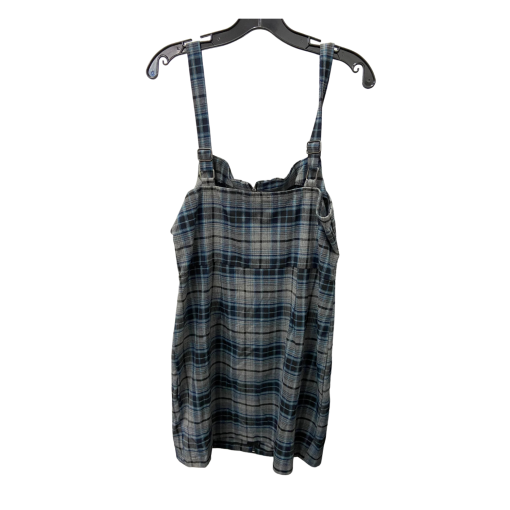 Kingston Plaid Overalls Dress - Blue/Grey, XL - Women's Dresses