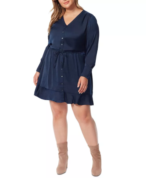 Jessica Simpson Navy Shirt Dress Plus Size Mini Dress