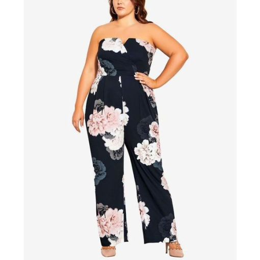 City Chic Floral Jumpsuit Navy Size L Plus Size Jumpsuit