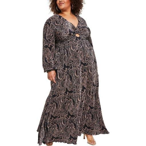 Nina Parker Plus Size Black Maxi Dress - Keyhole - 3X - Women's Dresses