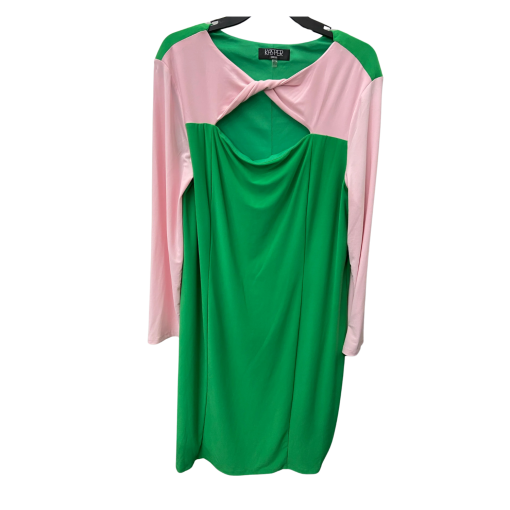 Kasper Colorblock Dress XXL Green Pink Cutout Midi Dress