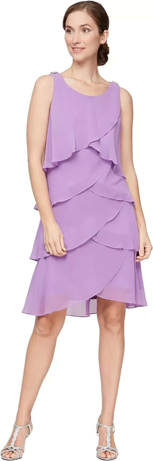 Slny Lavender Tiered Dress Size 14 - Cocktail Dress