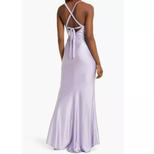 Jump Apparel Lavender Satin Prom Dress, Size 1, Trumpet Gown - Image 2