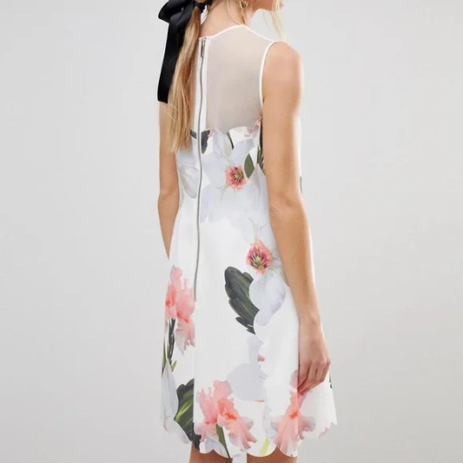 Ted Baker White Floral Sleeveless Dress Size 10P - Cocktail Dress - Image 2