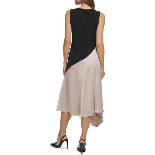 DKNY Colorblock Midi Dress Black/Beige Size 10 Cocktail Dress - Image 2