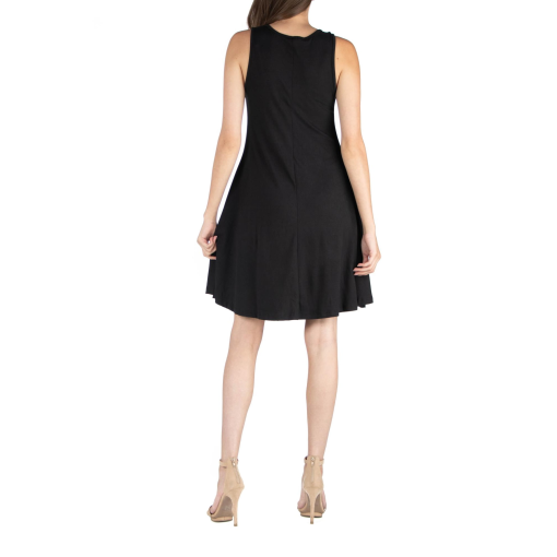 24seven Black Sleeveless A-Line Dress - L - Women's Skater Dress - Image 2