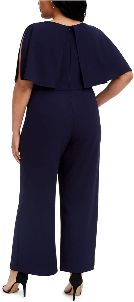 Connected Apparel Navy Plus Size Jumpsuit Wide Leg Evening Wear - Image 2