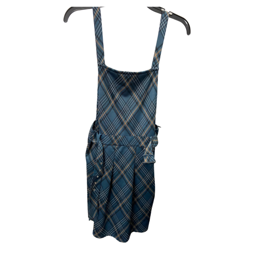 Planet Gold Blue Plaid Overall Dress - Size L - Women's Dresses