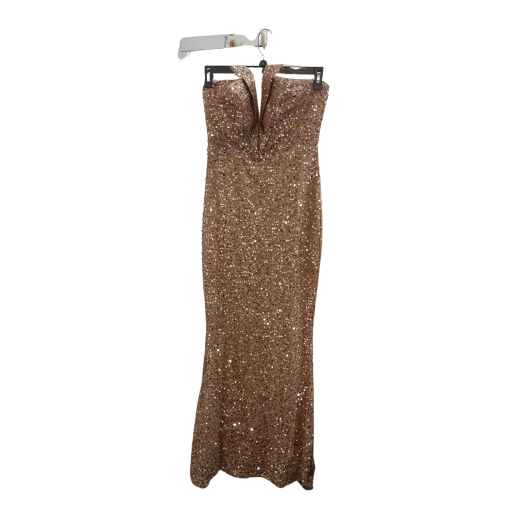 Miss Ord Champagne Sequin Maxi Dress - Size L - Prom Dress - Image 2