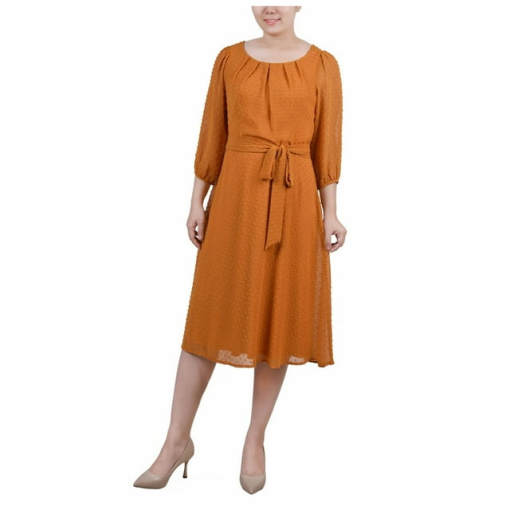 NY Collection Petite Orange Midi Dress - Fit & Flare - Dresses