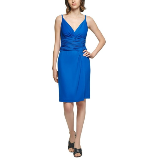 Calvin Klein Blue Ruched Sheath Dress Size 10 - Cocktail Dress