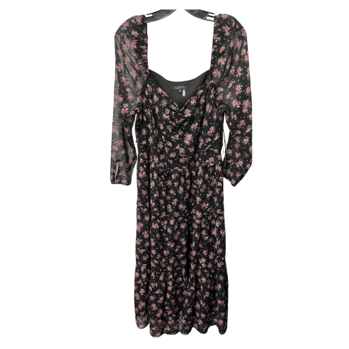 1.State Black Floral Midi Dress Size 10 - Women's Dresses