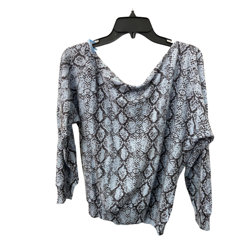 MR Minnierose Snake Print Cowl Neck Sweater - Blue, M - Tops