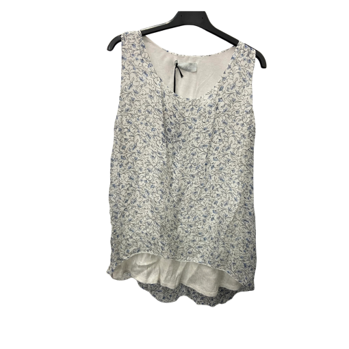 Fashion White Floral Tank Top - Sleeveless Blouse - No Size