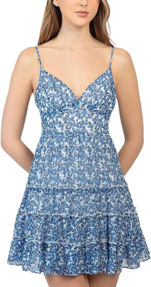 B Darlin Blue Floral Mini Dress - Party Dress - Size [Size]