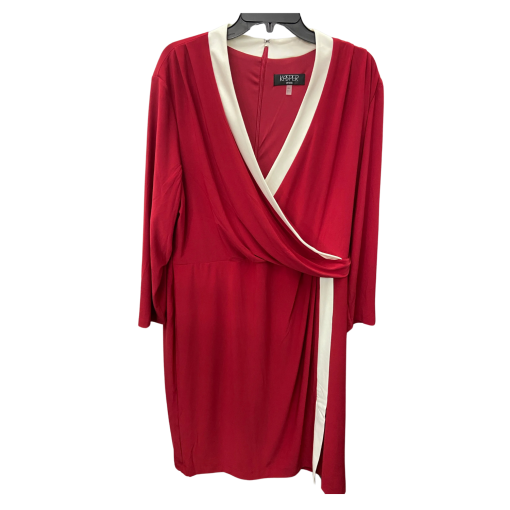 Kasper Red & White Wrap Dress XXL - Women's Cocktail Dress