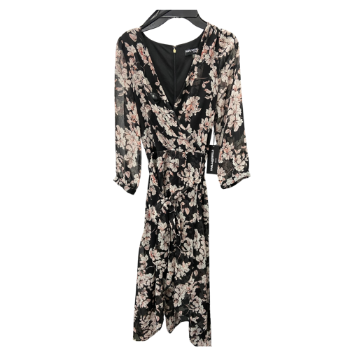 Karl Lagerfeld Floral Black Dress Size 2 - Women's Midi Dress