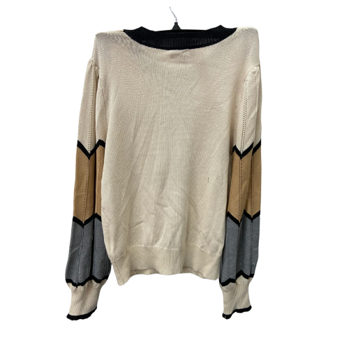 Kayla & Leyla Colorblock Cardigan Sweater - Beige S - Image 2