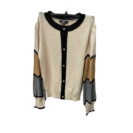 Kayla & Leyla Colorblock Cardigan Sweater - Beige S