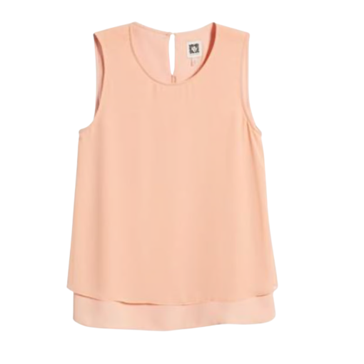 Anne Klein Peach Sleeveless Blouse - Women's XL Tank Top