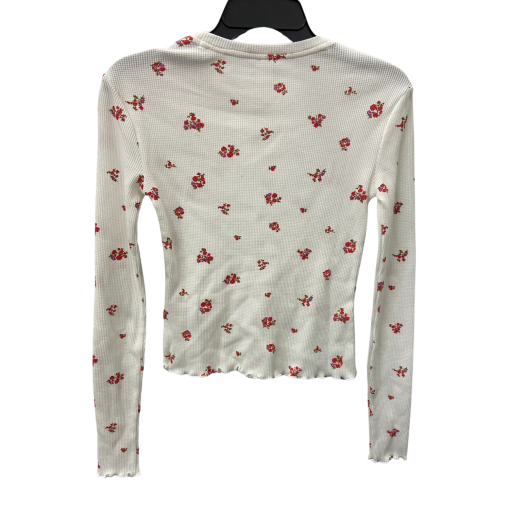 BP Floral Waffle Knit Top - White, XS - Women's Shirts - Image 2