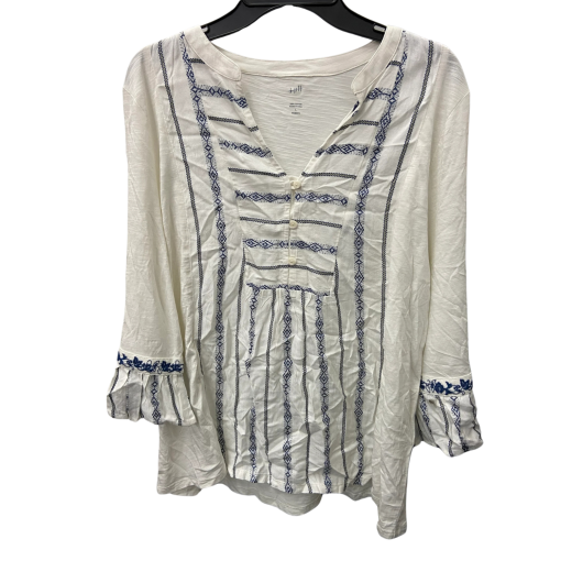 J. Jill White Embroidered Tunic Top - Size L - Women's Blouse